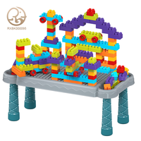 Ensemble de table de jeu de blocs de construction à granulés jouets 88 pièces table en plastique avec grande roue rotative pour le jeu et l'apprentissage des enfants
