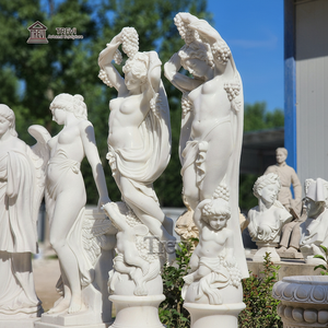 Statue de femme en marbre sculpté à la main TREVI, sculpture élégante de jeune fille, décoration extérieure de jardin européen - Product Image 3