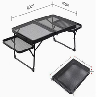 Table pliante robuste en maille de fer avec extensions et pieds réglables pour barbecue et camping en extérieur