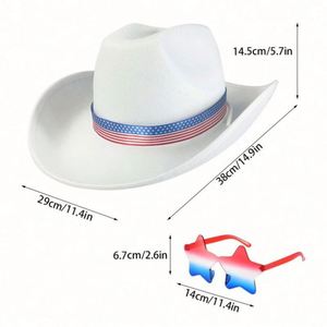 Wholesale Bulk Stock Western Style <b>Wrap</b> Ribbon Cowboy Hat Eyeglasses Set Factory Stock Western Cowboy Hat - Product Image 2
