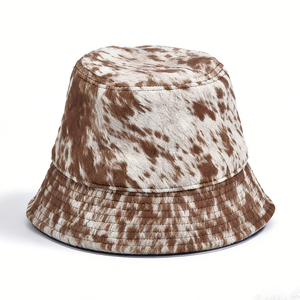 Sombrero de Pescador Unisex con Estampado de Vaca Vintage, de Lona con Tela de Poliéster/Algodón, Ala Ancha para Uso Casual al Aire Libre - Product Image 3