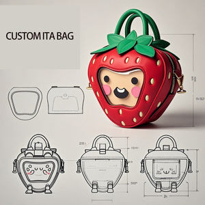 Tùy chỉnh PU da ITA túi với cửa sổ rõ ràng Hot Bán phim hoạt hình dâu tây Shape ITA Túi ba lô - Product Image 1