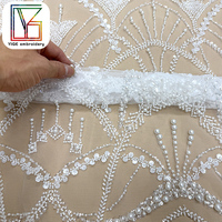 Nouveau tissu en dentelle africaine en gros, tissu en dentelle perlée, tissu en dentelle florale 3D, tissu en dentelle perlée, tissu en dentelle à sequins, tissu en tulle pour robe de mariée