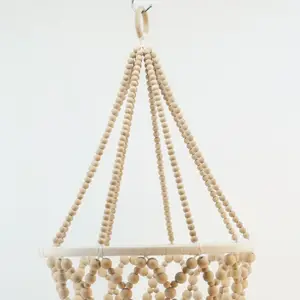 Hot Sale Hand-made Wooden Bead Lamp Shade Hanging Decoration Boho Style