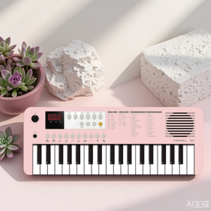 MK1 37 키 휴대용 전자 키보드 플라스틱 핑크 100 자동 반주 스타일과 30 노래 - Product Image 2