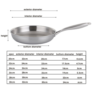 Tri-ply 304 Chảo thép không gỉ với tính năng không dính thiết kế mẫu Chất lượng cao cho tất cả các bếp có hoặc không có nắp - Product Image 3