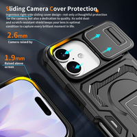 Coque de protection antichute LeYi 2026 avec support et cache-caméra coulissant pour iPhone 16 17 Pro Max Air