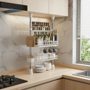 رف تخزين مطبخ من الفولاذ من YIJIALE، رف ثلاثي الطبقات لتخزين التوابل والسكاكين مع سلة سفلية - Product Image 1