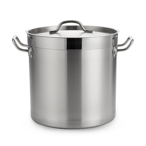 Marmite de restaurant en acier inoxydable à fond triple avec marquage de volume, 20, 30, 35, 40, 50, 150 litres et gallons, pour soupes et bouillons - Product Image 1