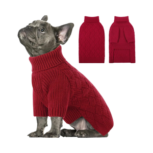 Sweater Anjing Mewah Lucu Warna Merah untuk Anjing Kecil, Rajutan Musim Dingin untuk Anjing Jantan/Betina, untuk Natal dan Thanksgiving, untuk Anjing Ras Pug - Product Image 1