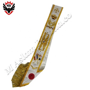 AASR 33 Degree Scottish Rite Masonic Scottish Rite Apron <b>Set</b> With Custom Country Flag Apron Collar Sash Gauntlets - Product Image 3
