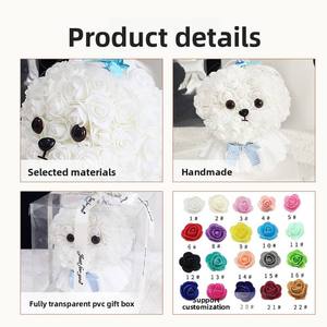 Birthday Handcrafted Elegant High-End Unique Brand Cute Maltese Puppy Eternal Flower Doll Wedding <strong>Gift</strong> Set Girls <strong>Graduation</strong> - Product Image 3