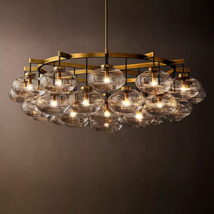 60" Larrge Round Clear Oval Glass Shade Chandelier Villa Decoration Modern Design Handblown Globes Glass Luxury Big Chandelier - Product Image 3