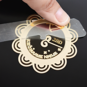 <span class=keywords><strong>Film</strong></span> adhésif personnalisable avec logo imprimé par estampage à chaud, étiquette en verre cristal et métal détachable pour l'emballage - Product Image 2