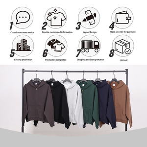 Sweat à capuche zippé ample personnalisé pour hommes, qualité supérieure, 350 g/m², en molleton, coupe carrée, double fermeture éclair, pour grossistes OEM - Product Image 5