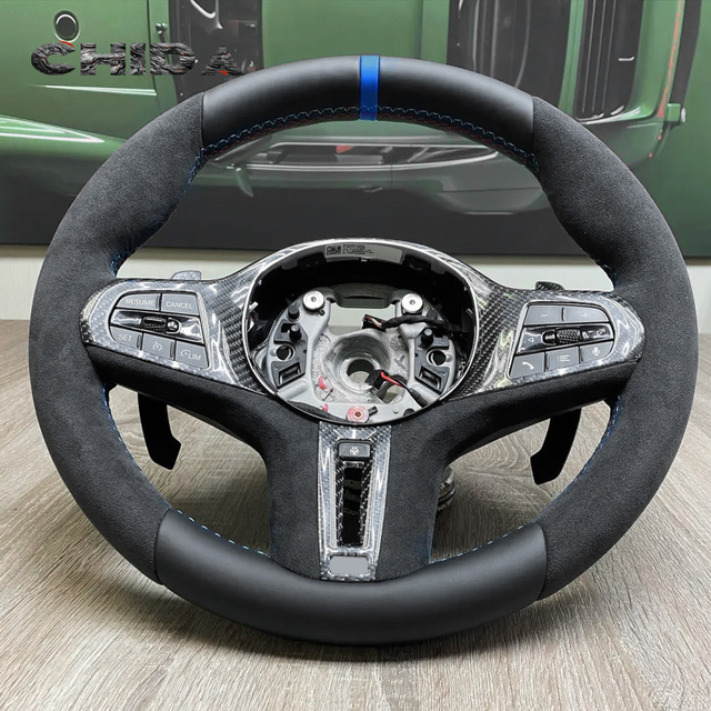 Blue MP Leather Steering Wheel Suitable for BMWs G20 G28 G29 G30 G32 G38 G11 G12 G05 G01 G02 G21 G22 G23 G26 G34 G36 G80 G81 G87