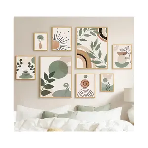 Wall Art Abstrato Folhas Linhas Impressão Pintura Lona Home Decor Pintura Estilo Moderno Wall Art Pintura Designs