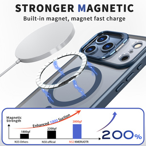 Bán buôn rõ ràng PC Matte <span class=keywords><strong>TPU</strong></span> lai bìa cho Iphone 17 không khí 17 Pro Max oxy hóa nhôm máy ảnh đứng từ trường hợp điện thoại - Product Image 2