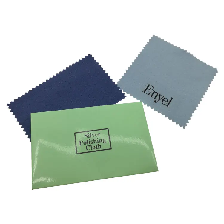 Customised Debossed Mini 925 Anti-Tarnish Silver Metal Anti Tarnish Polishing Polish Cleaning Cloth With Card And Logo