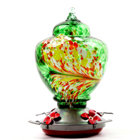 Mangeoire à colibri pour Patio extérieur grande taille 32 onces en verre soufflé à la main coloré mangeoires à oiseaux sauvages suspendues