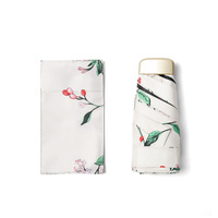 Parapluie pliant mini 5 sections motif floral 6 baleines UPF 50+ imprimé cerise pour femme adulte, idéal voyage, soleil, pluie, mode et usage quotidien