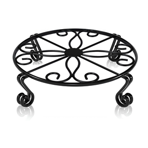 Porta Vasi Moderno Nero Antiruggine Ecologico in Metallo Robusto da Esterno e Interno Supporto per Vasi in Ferro Battuto - Product Image 1