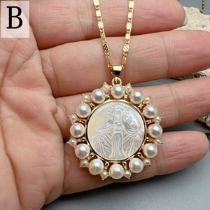 Collar con Colgante <span class=keywords><strong>de</strong></span> Medalla Religiosa <span class=keywords><strong>de</strong></span> la <span class=keywords><strong>Virgen</strong></span> María <span class=keywords><strong>de</strong></span> <span class=keywords><strong>Guadalupe</strong></span>, con Perla Natural <span class=keywords><strong>de</strong></span> Concha Marina, para Mujer, Joyería <span class=keywords><strong>de</strong></span> Oración y Fe - Product Image 5