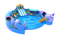Parc aquatique gonflable géant d'occasion avec toboggans et château gonflable à vendre, parc aquatique de haute qualité