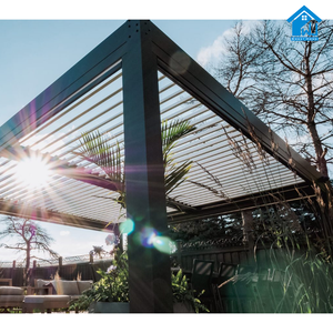 Pérgola Exterior de Aluminio para <span class=keywords><strong>Villa</strong></span>, Techo de Láminas Ajustables, Impermeable, Gazebo para Patio y Jardín, Toldo de Protección Solar, Estructura Bioclimática - Product Image 3