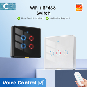 สวิตช์ติดผนังอัจฉริยะแบบไม่มีลวดเป็นกลาง WiFi RF433สมาร์ทแอปพลิเคชั่นแอปควบคุมด้วยเสียงใช้งานได้กับ Alexa <span class=keywords><strong>Google</strong></span> Home EU สวิตช์จับเวลา - Product Image 3