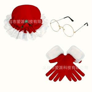 Conjunto de disfraz navideño para mujer, sombrero, guantes, delantal, conjunto de regalo para fiesta navideña - Product Image 5