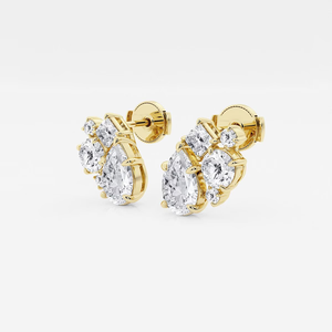 Elegantes Pendientes de Diamantes con Mosaico de Cinco Piedras de 3 Quilates con Brillo Intenso, Joyería de Lujo Ética para Mujer, para Uso Diario y Ocasiones Especiales - Product Image 6