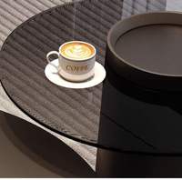 Hochwertiges Luxuriöses Modernes Minimalistisches Couchtisch-Set aus Gehärtetem Glas Wohnzimmermöbel Große und Kleine Runde Kombination