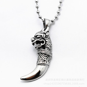Yunnique – collier avec pendentif en forme de dents de loup, en acier inoxydable 316, bijoux pour hommes, cadeau, collier à la mode en forme d'animal - Product Image 5
