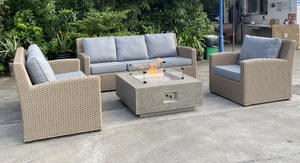 Table de repas autoportante en GFRC avec foyer en osier, design moderne, pour extérieur, fonction chauffante, foyer de 52 pouces, salon, <span class=keywords><strong>cuisine</strong></span> - Product Image 3