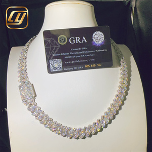 GRA Certificated Cuban Link <b>Chain</b> Hip Hop 12MM <b>Iced</b> <b>Out</b> VVS Moissanite Diamond 925 Sterling Silver Fine Jewelry Necklace - Product Image 5