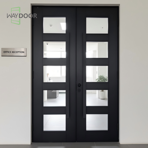 Puertas Frontales de Madera Insonorizadas y de Buena Privacidad para Casas, Acabado Exterior en Roble y Caoba, Puerta Doble de Madera Sólida - Product Image 5