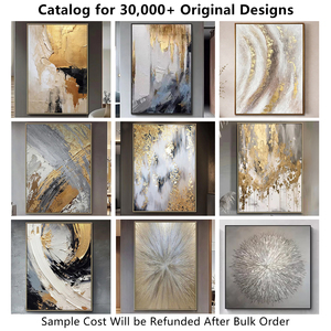 Dipinto a Mano Originale Grigio e Oro, Arte Astratta di Lusso su Tela, Pittura Moderna Testurizzata per Casa, Hotel, Camera da Letto, Dimensioni Personalizzabili - Product Image 6