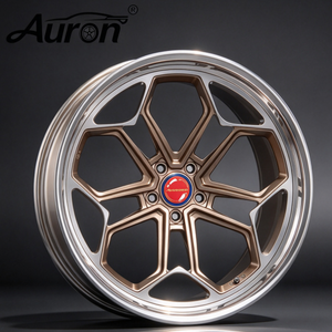 Nouvelles jantes forgées en alliage d'aluminium Auron 5.5x17 noir brillant à rayons multiples, deux pièces, pour la mise à niveau des voitures particulières - Product Image 3