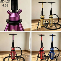 Chicha arabe moderne de 68 cm avec base en silicone en forme d'araignée, trépied et éclairage LED - MAO-156