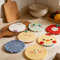 Sous-verres résistants à la chaleur en forme d'animaux et de fruits mignons, faits à la main, en laine tissée, anti-brûlure, dans différents designs