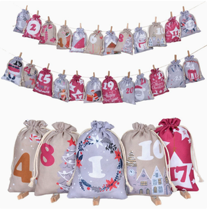 Set <span class=keywords><strong>di</strong></span> Sacchetti con Coulisse <span class=keywords><strong>per</strong></span> il Conto alla Rovescia Natalizio 1-24, Calendario dell'Avvento, Sacchetti <span class=keywords><strong>per</strong></span> Caramelle a Forma <span class=keywords><strong>di</strong></span> <span class=keywords><strong>Albero</strong></span> <span class=keywords><strong>di</strong></span> <span class=keywords><strong>Natale</strong></span> - Product Image 2