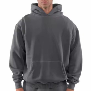 Sudadera con Capucha Casual para <span class=keywords><strong>Hombre</strong></span>, Estilo Vintage, Tejido Grueso, 100% Algodón, Felpa Francesa, Negra, Talla Grande - Product Image 2