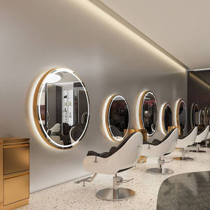 Espejo de Pared Redondo de Vidrio Ecológico Moderno con Iluminación LED para Salón de Belleza, Marco de Aluminio con Interruptor Táctil para Maquillaje - Product Image 1