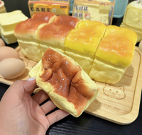 Grosir Hachimi Custard Toast Squishy, Mido Ibloom Butter Soft Slow Rising Fidget Toy untuk Kolektor Squishy Toko Roti