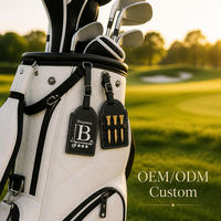 Étiquette de sac de golf en similicuir gravable au laser avec 3 tees en bois, logo personnalisé, étiquettes de golf vierges, support de tees de golf en cuir gravable au laser, cadeau pour père