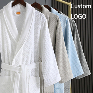 Albornoz de Baño Jacquard con Logotipo Personalizado al por Mayor, Albornoces de Baño de Secado Rápido de Tela de Rizo para Hombre, Albornoz de Algodón - Product Image 1