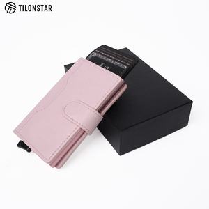 TILONSTAR TVC207P Cartera Delgada Rosa Antirrobo con Bloqueo RFID, Estuche de Aluminio, Tarjetero de Cuero Genuino - Product Image 2