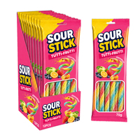 BESTAR Wholesale Twisted Straw Sour Stick Gummy Candy 70g Tutti Frutti Assorted Fruit Flavor Sugar Coated Chewy Confectionery