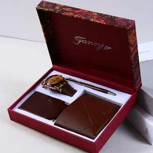Fancy Zyc Business <b>Gift</b> Set Watch Pen Wallet Leather <b>Box</b> Valentine's Day <b>Gift</b> for Men - Product Image 1